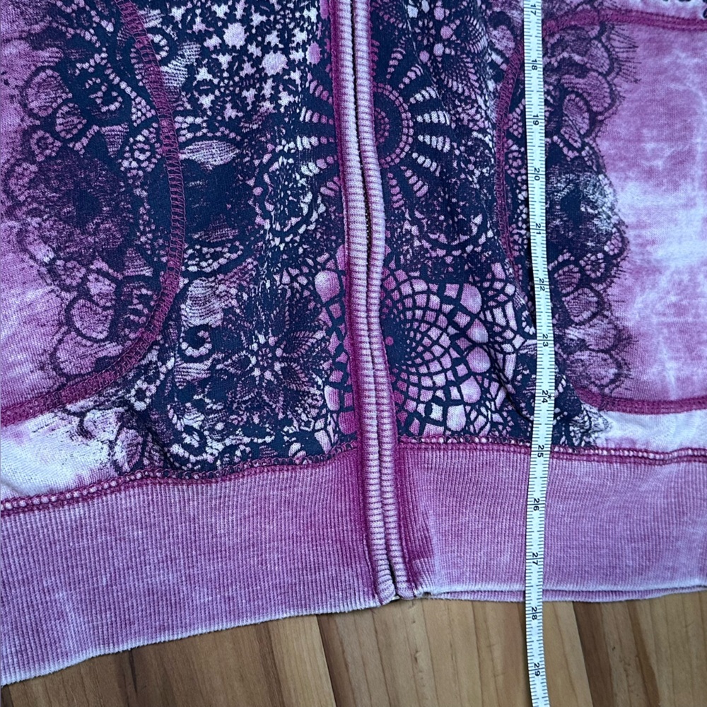 Billabong Vintage Y2K Purple Lace Geometric Burnout Hoodie - Picture 10 of 16